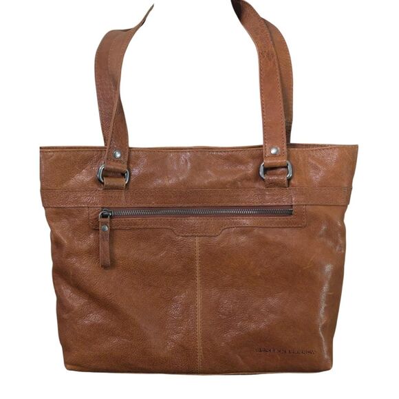 Spikes & Sparrow Cognac Leather Tote Bag w/ Laptop Sleeve - Picture 1 of 6
